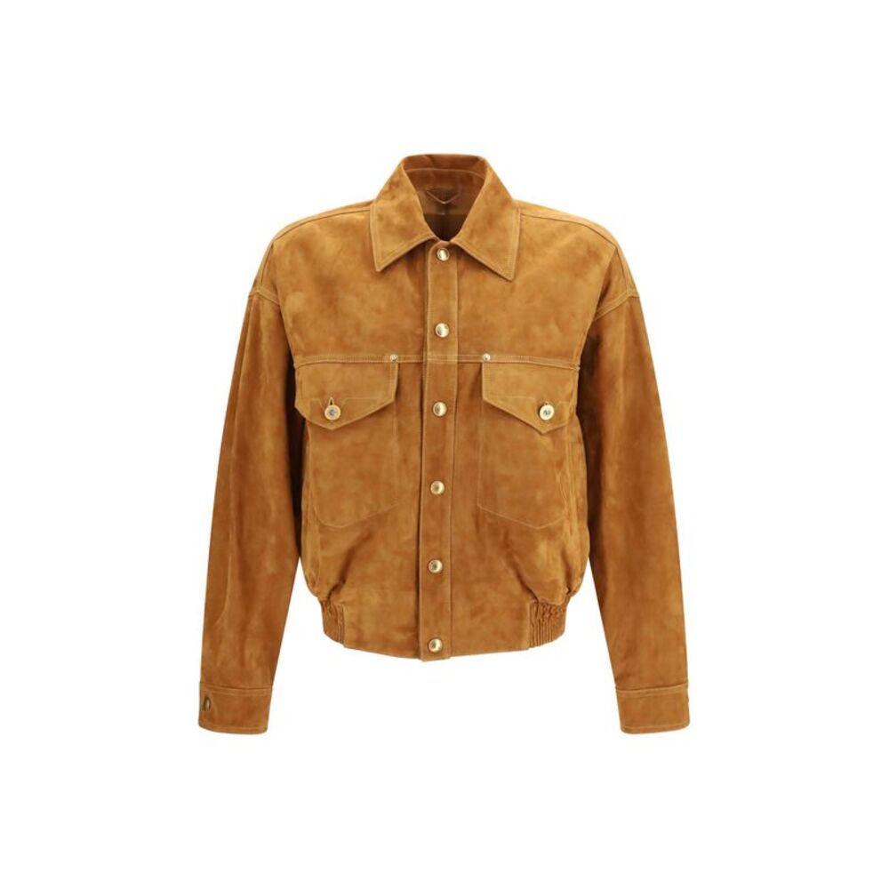 Versace Men Leather Button Jacket